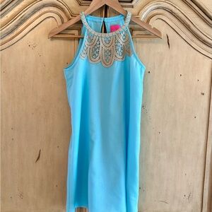 Lilly Pulitzer size 14 Girls Blue Dress with Gold Accents